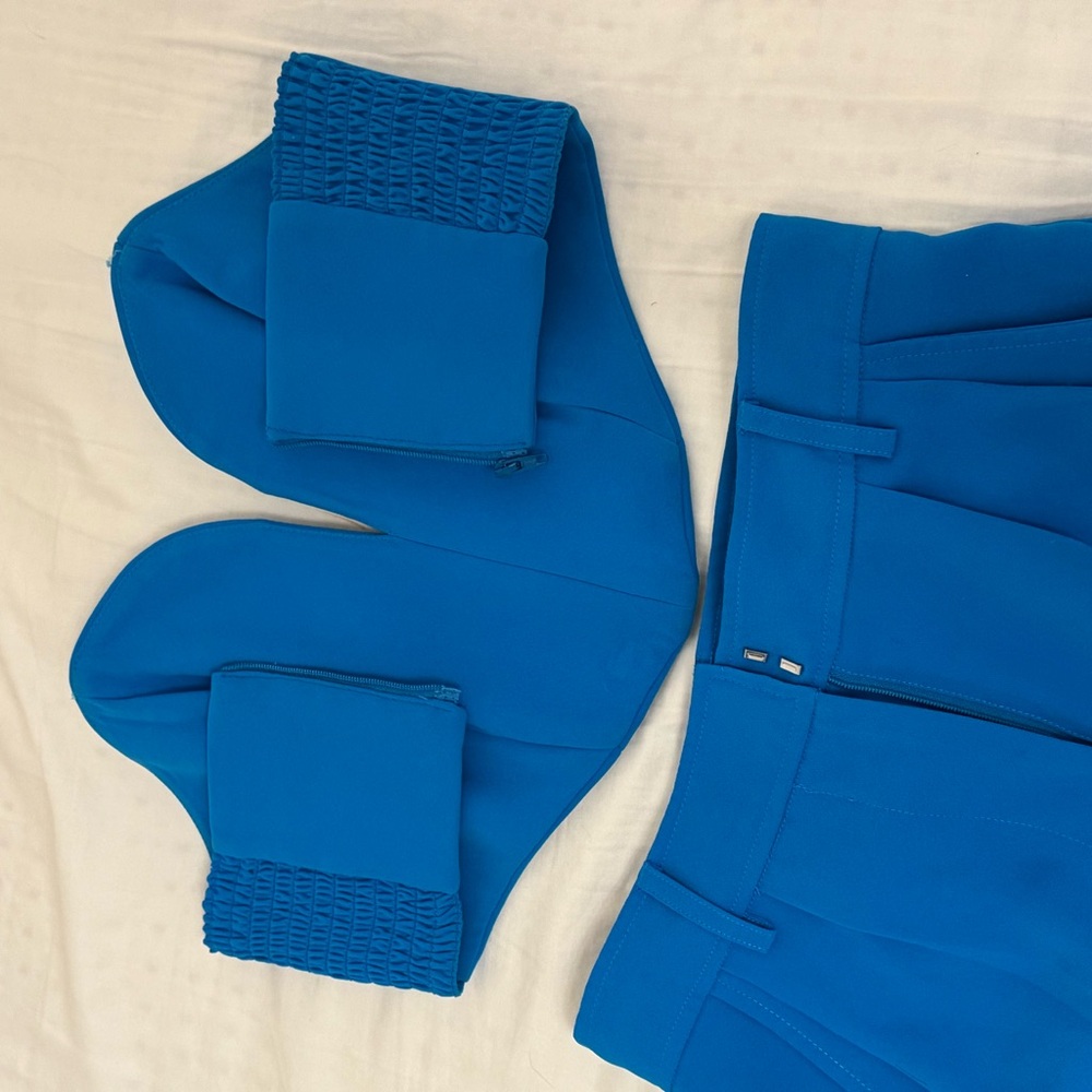Revolve Amanda Uprichard Sky Blue Set Jane Flare Pants Cherri Crop Top - Picture 10 of 15